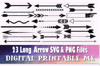 Long Arrow SVG bundle, Clip art, PNG, 23 image pack, Digital, cut file