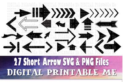 Short Arrow SVG bundle, Clip art, PNG, 27 image pack, Digital, cut fil