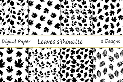 Seamless patterns Leaves silhouette. Autumn Leaves vector  illustratio