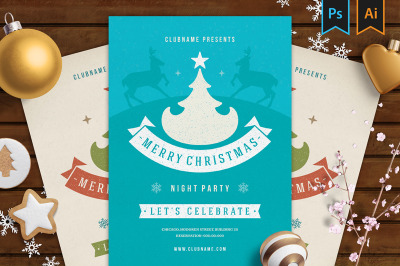 Christmas party invitation flyer