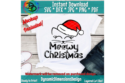 Meowy Christmas SVG, Cat Christmas SVG, meowy catmas, Cutting File, Ca