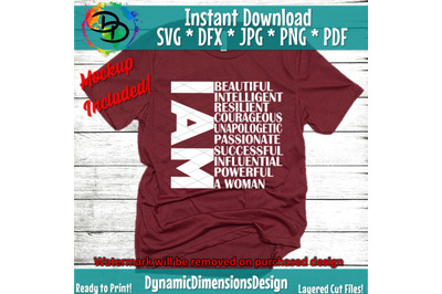 I AM A WOMAN svg, Intelligent, unapologetic svg, Affirming words svg,