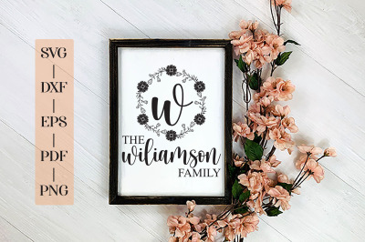 Farmhouse Monogram Style, Family Monogram Wreath SVG DXF PNG