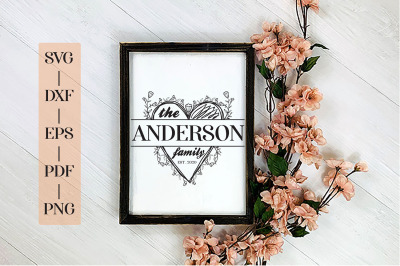 Family Monogram SVG, Farmhouse Monogram Wreath SVG Cut File