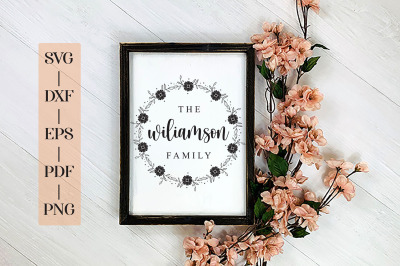 Family Monogram SVG, Last Name Farmhouse Monogram Wreath