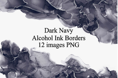 Navy Alcohol Ink Borders with silver.&nbsp;
