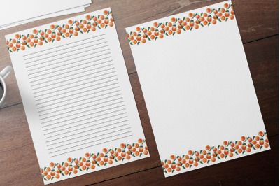 Little Oranges Stationary, Lined Digital Journaling Pages