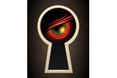 Evil Eye Looking Through a Keyhole