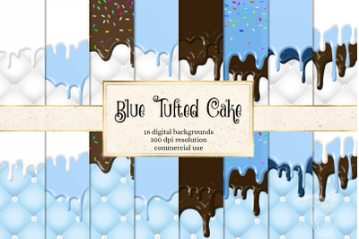 Blue Tufted Cake Digital Paper