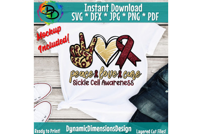 Peace Love Cure Sickle Cell Awareness svg, Sickle Cell, Sublimation, R