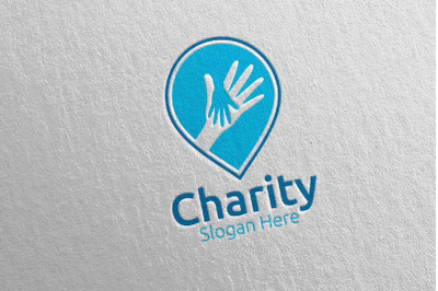 Pin Charity Hand Love Logo Design 16