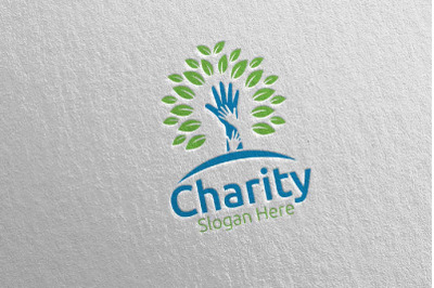 Tree Charity Hand Love Logo Design 17