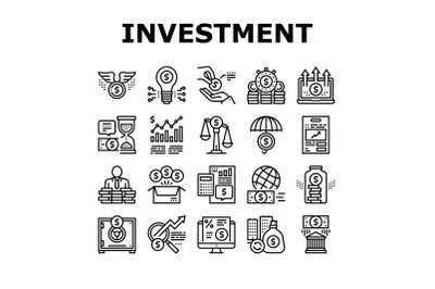 Investment Portfolio Collection Icons Set Vector Illustration