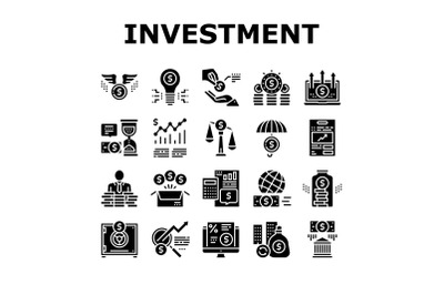 Investment Portfolio Collection Icons Set Vector Illustration