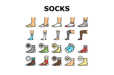 Socks Fabric Accessory Collection Icons Set Vector