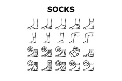 Socks Fabric Accessory Collection Icons Set Vector