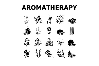 Aromatherapy Herbs Collection Icons Set Vector Illustration