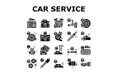 Car Service Garage Collection Icons Set Vector