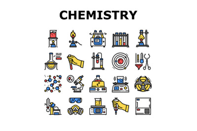 Chemistry Laboratory Collection Icons Set Vector Illustration