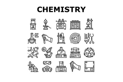 Chemistry Laboratory Collection Icons Set Vector Illustration