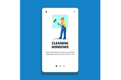 Cleaning Windows Man Professional Service Vector