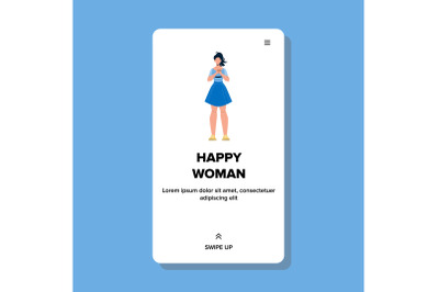 Beautiful Optimistic Cheerful Happy Woman Vector