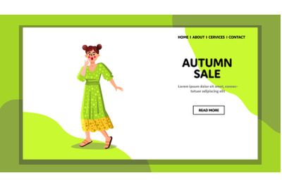 Autumn Sale Amazed Woman Saw Low Price Vector