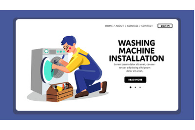 Washing Machine Installation Plumber Job Vector