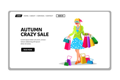 Autumn Crazy Sale Discount Or Black Friday Vector