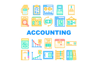 Accounting And Finance Collection Icons Set Vector Illustrations