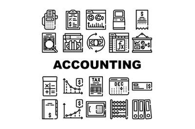 Accounting And Finance Collection Icons Set Vector