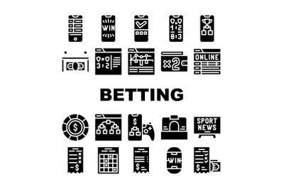 Betting On Gambling Collection Icons Set Vector