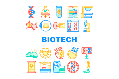 Biotech Technology Collection Icons Set Vector Illustrations