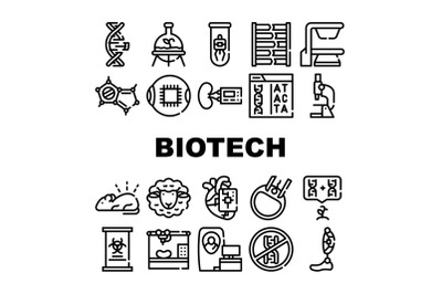 Biotech Technology Collection Icons Set Vector Illustrations