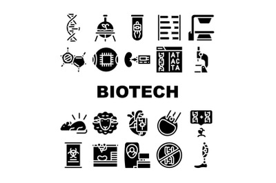 Biotech Technology Collection Icons Set Vector Illustrations