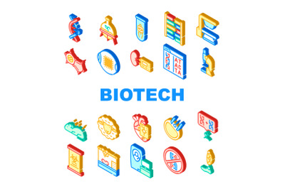 Biotech Technology Collection Icons Set Vector Illustrations