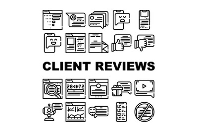 Client Review Feedback Collection Icons Set Vector