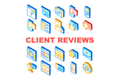 Client Review Feedback Collection Icons Set Vector