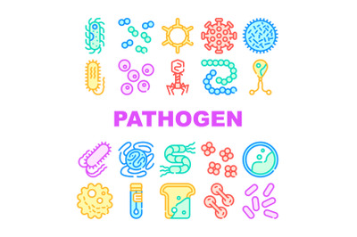 Pathogen Virus Disease Collection Icons Set Vector