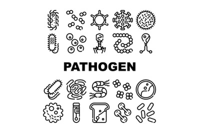 Pathogen Virus Disease Collection Icons Set Vector