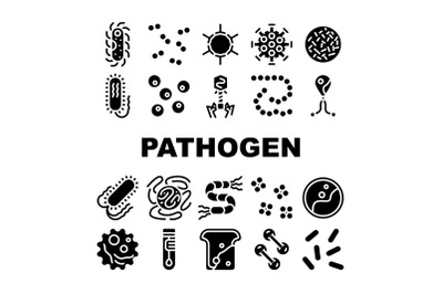 Pathogen Virus Disease Collection Icons Set Vector