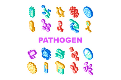 Pathogen Virus Disease Collection Icons Set Vector