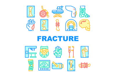 Fracture Accident Collection Icons Set isolated illustration