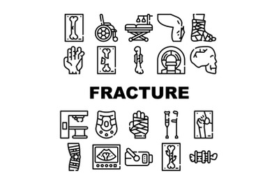 Fracture Accident Collection Icons Set isolated illustration