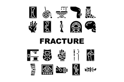 Fracture Accident Collection Icons Set isolated illustration