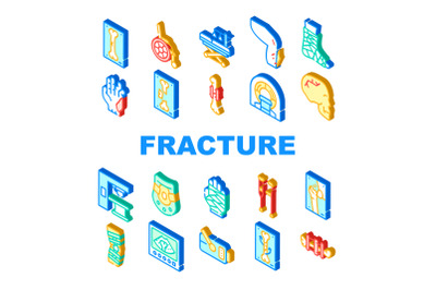 Fracture Accident Collection Icons Set isolated illustration