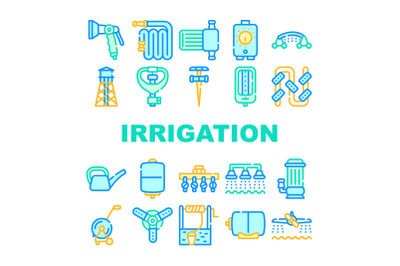 Irrigation System Collection Icons Set isolated illustration