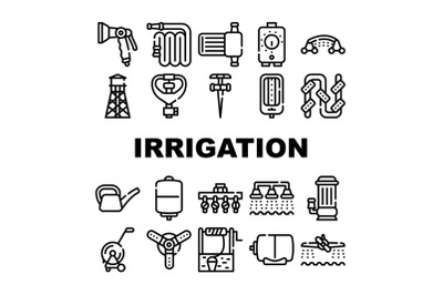 Irrigation System Collection Icons Set isolated illustration