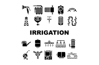 Irrigation System Collection Icons Set isolated illustration