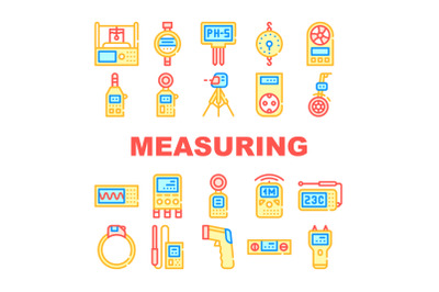 Measuring Equipment Collection Icons Set isolated illustration